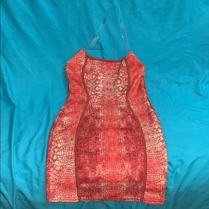 Red Snake Print Clear Strap Bodycon Dress